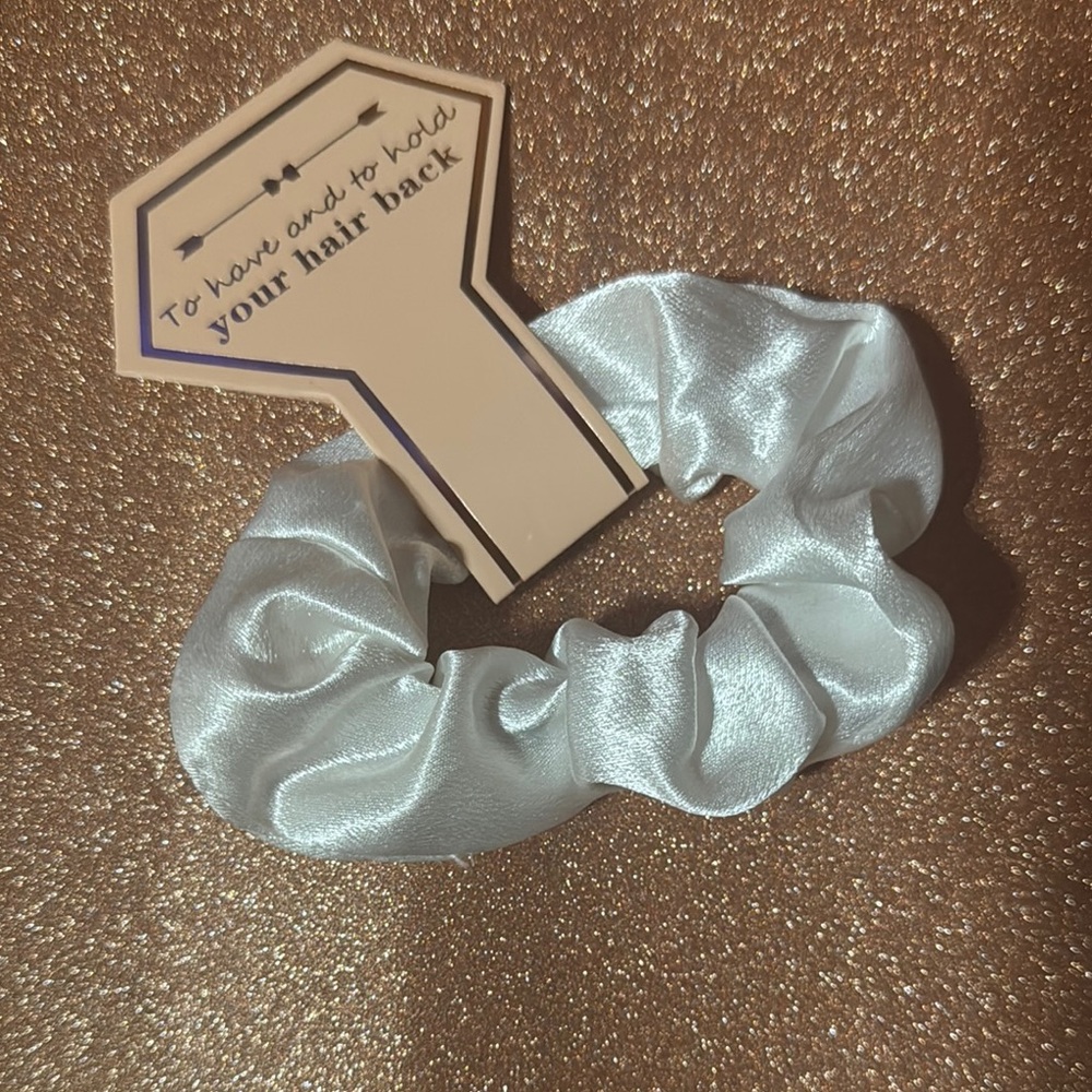 Elegant White Satin Scrunchie